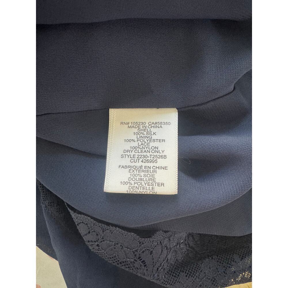 Joie Navy Adorlee Cold-Shoulder Silk Top Size S - Picture 4 of 5